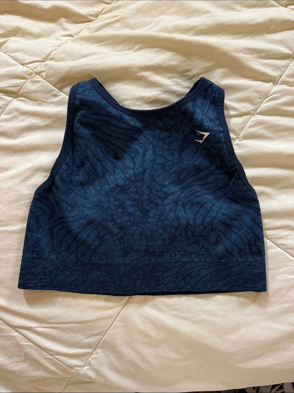 Gymshark Navy Patterned High Neck Sports Crop